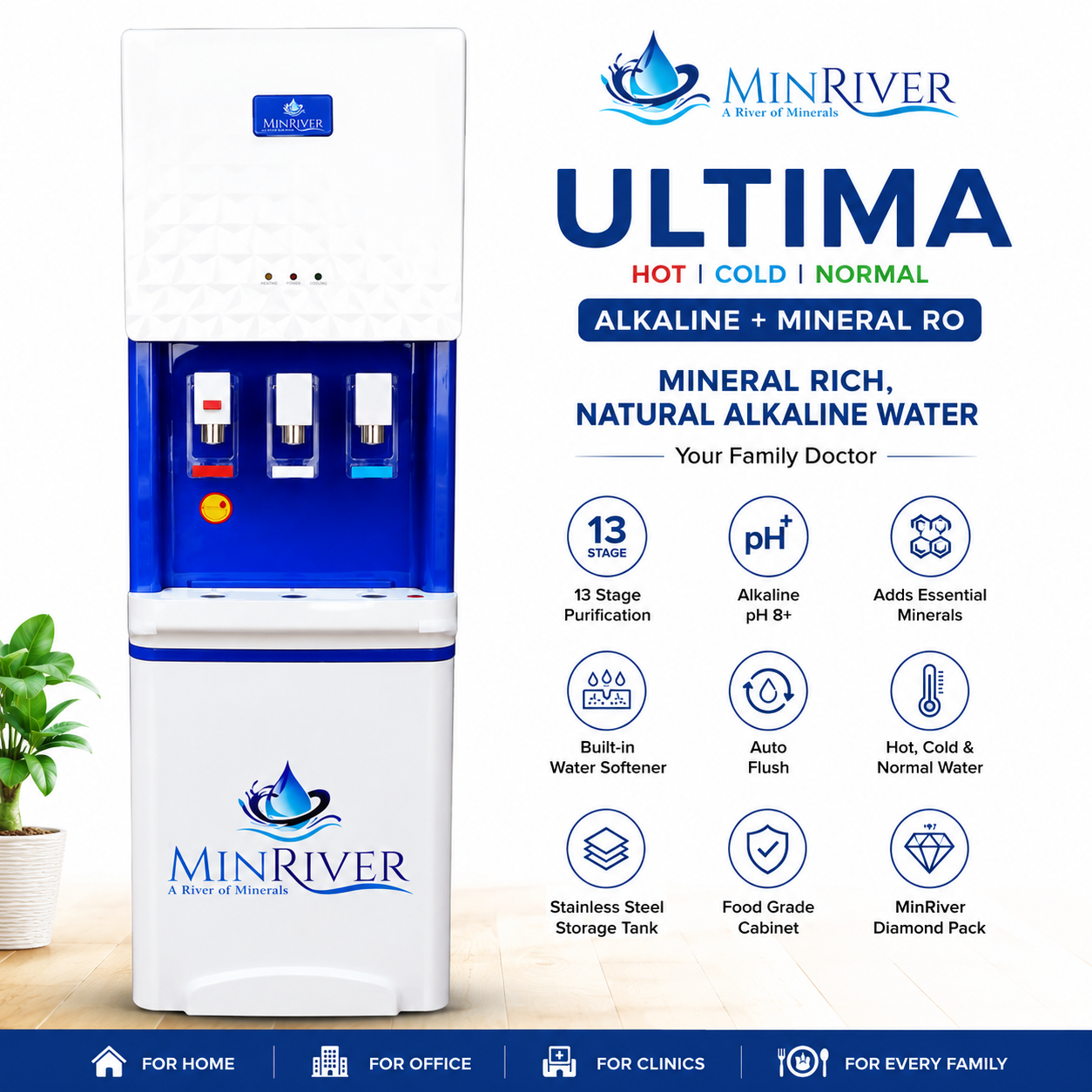 MinRiver Ultima (Hot, Cold and normal Water Dispenser with Alkaline +Mineral RO system) - Image 3