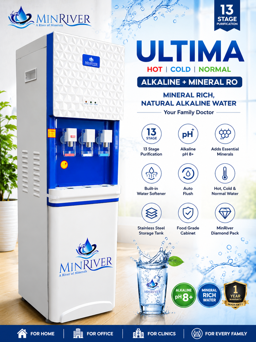 MinRiver Ultima (Hot, Cold and normal Water Dispenser with Alkaline +Mineral RO system) - Image 4